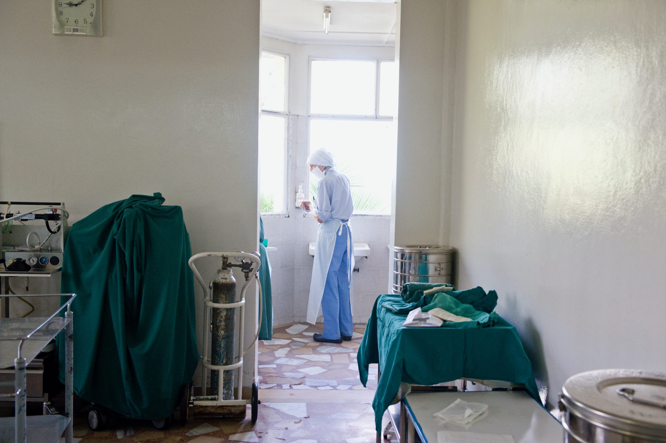 Dr Hamlin preparing for theatre. Dr Catherine Hamlin